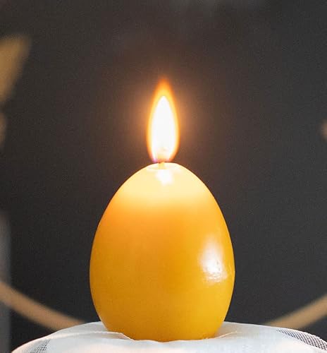tea4chill Bienenwachskerze aus 100% Bienenwachs, Ei glatt, Kerze 4 x 5,5cm, Osterdeko, lange Brenndauer, Osterkerze, handgefertigt Cover