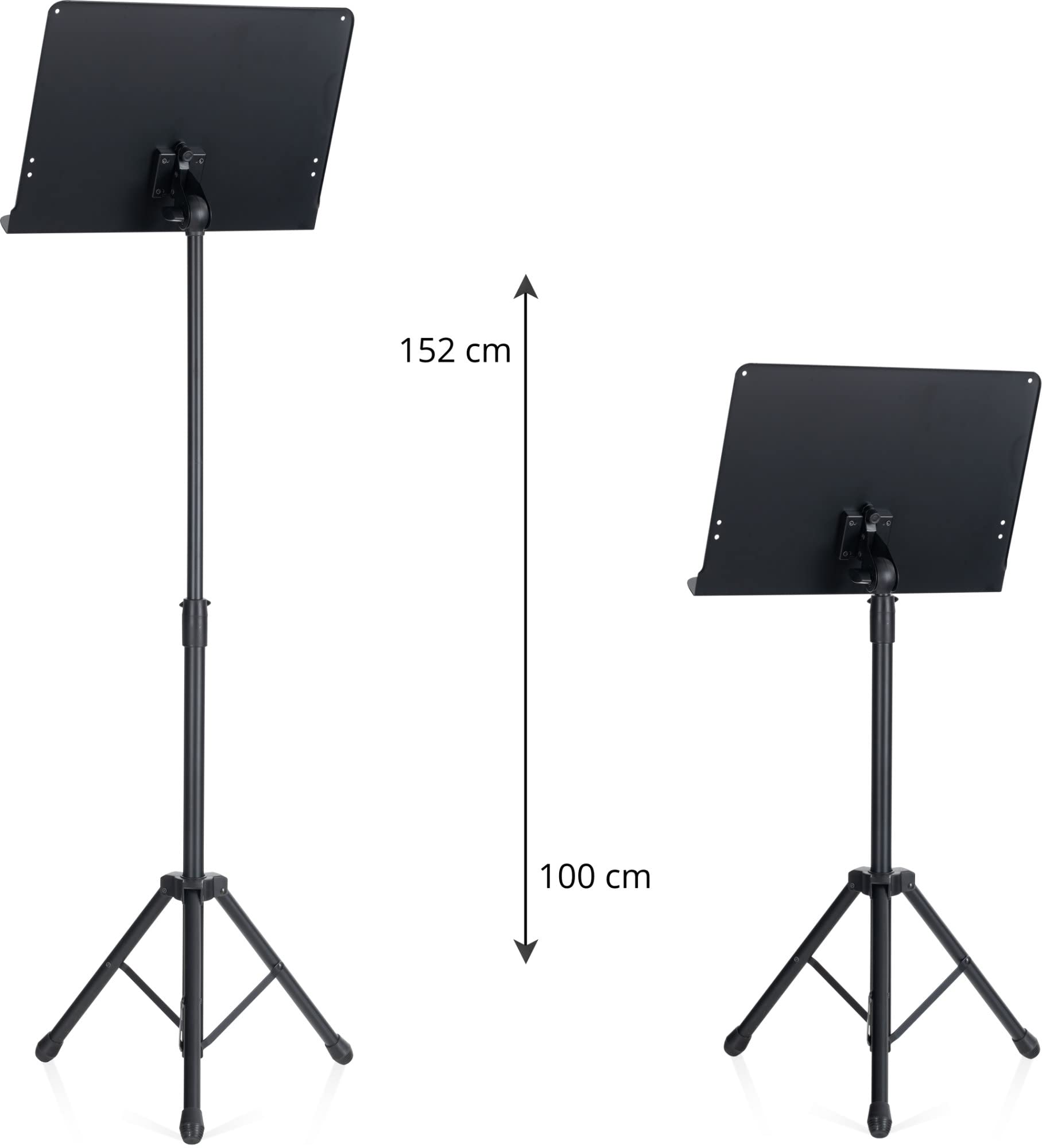 Pronomic OS-01C Orchesterpult (geschlossene Notenauflage, mit Notenklemmen, platzsparend, stufenlos, Prismenverbinder) Schwarz