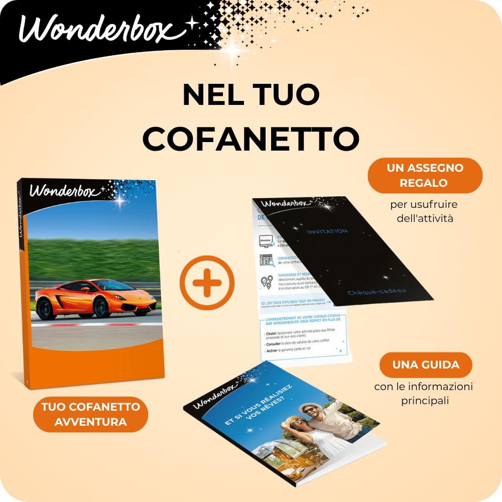 WONDERBOX - Cofanetto Regalo - Adrenalina Motori - per 1 o 2 Persone | 1 esperienza di guida - Più di 1000 attività - Ferrari, Lamborghini, Subaru, Audi