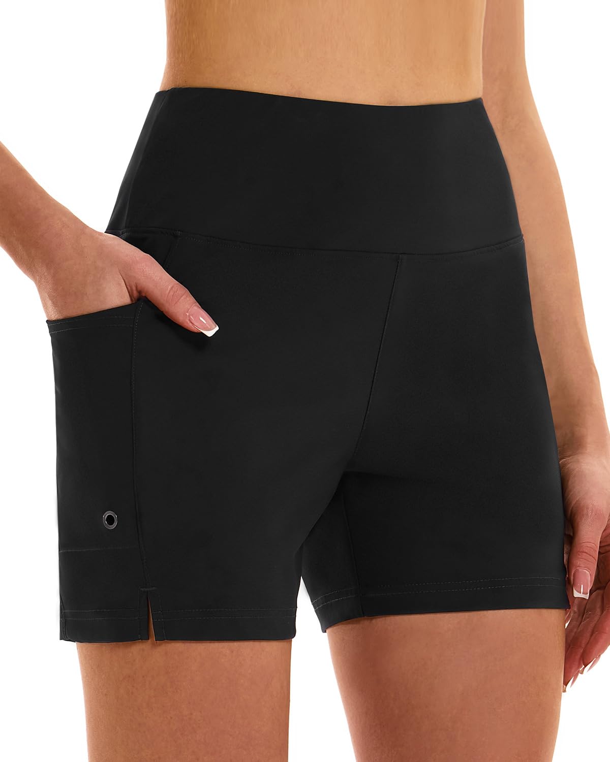 hodosports Women's 5''/7'' Swim Board Shorts High Waisted Quick Dry Swimsuit Bottoms with Liner Pockets Bathing Suit Trunks-picture-39