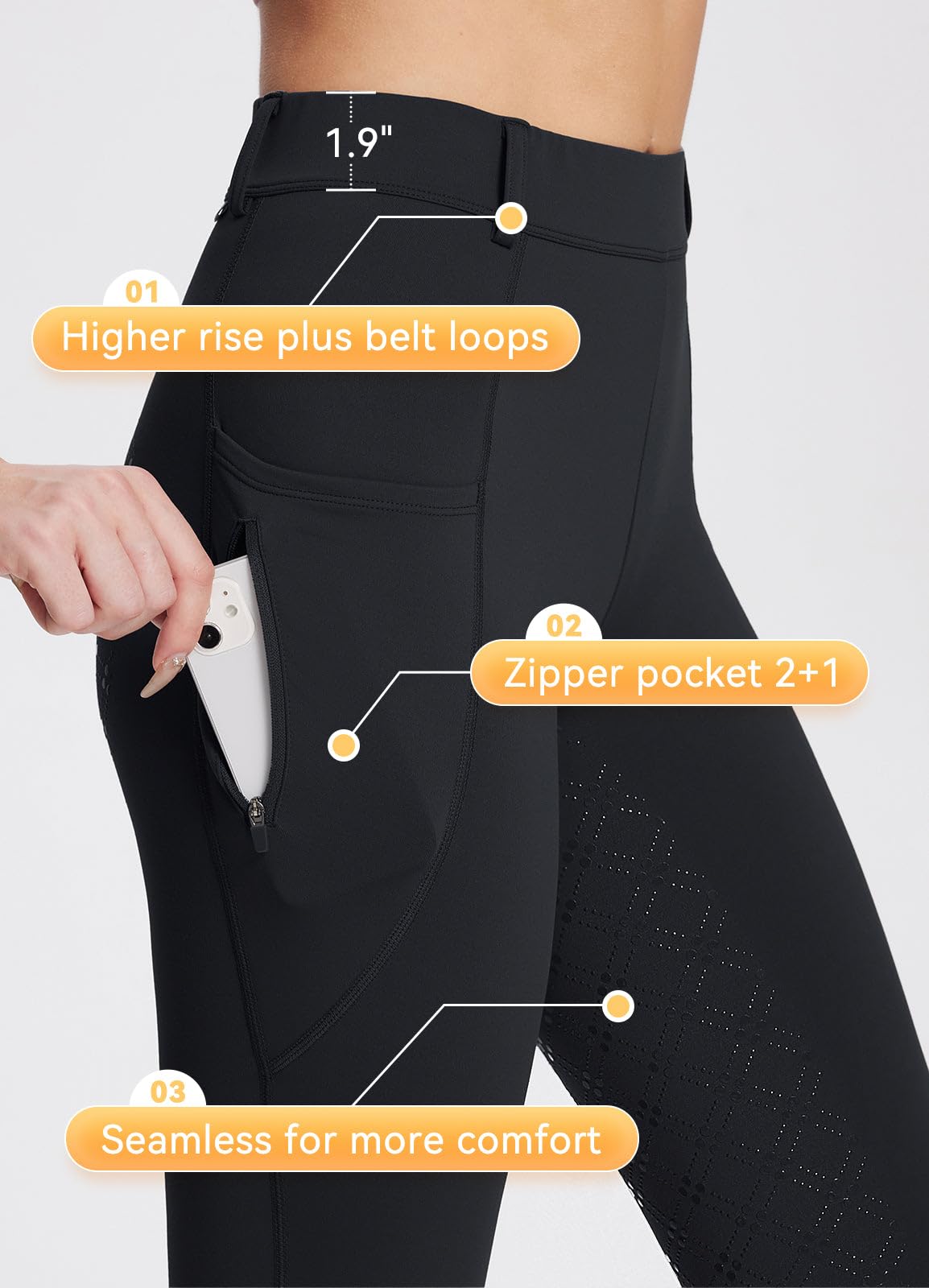 baleaf Pantaloni da Equitazione Invernali da Donna, in Pile, con Chiusura Lampo