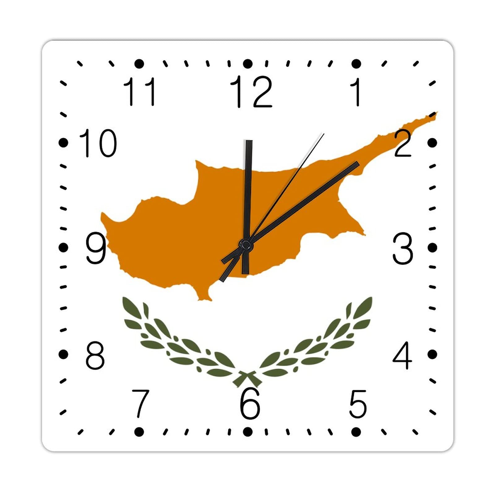 Podbyyou Cyprus Wood Wall Clock Flag Vintage Country Style Clocks For Wall National Flag Country Souvenir Wall Clock Non Ticking Battery Operated Square Clock For Kitchen Dinning Room 10Inch