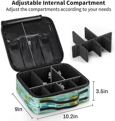 Miniatura 3 de KOBLEN Bolsa de maquillaje de viaje para mujer, grande, cuadrada, portátil, portátil, profesional, coqueta, estuche para cosméticos con mango de