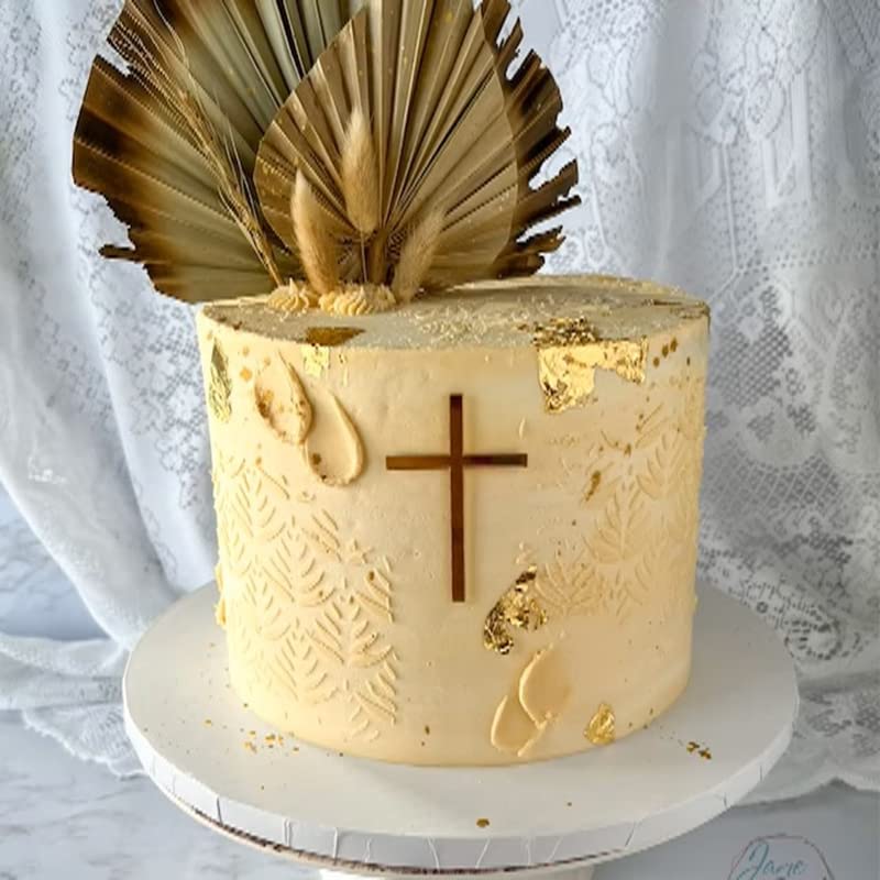 AHANDMAKER 10er-Set Acryl-Kreuz-Deko – Goldene Spiegel-Anhänger Für Kuchen, Taufe & Party, 3,9 Zoll