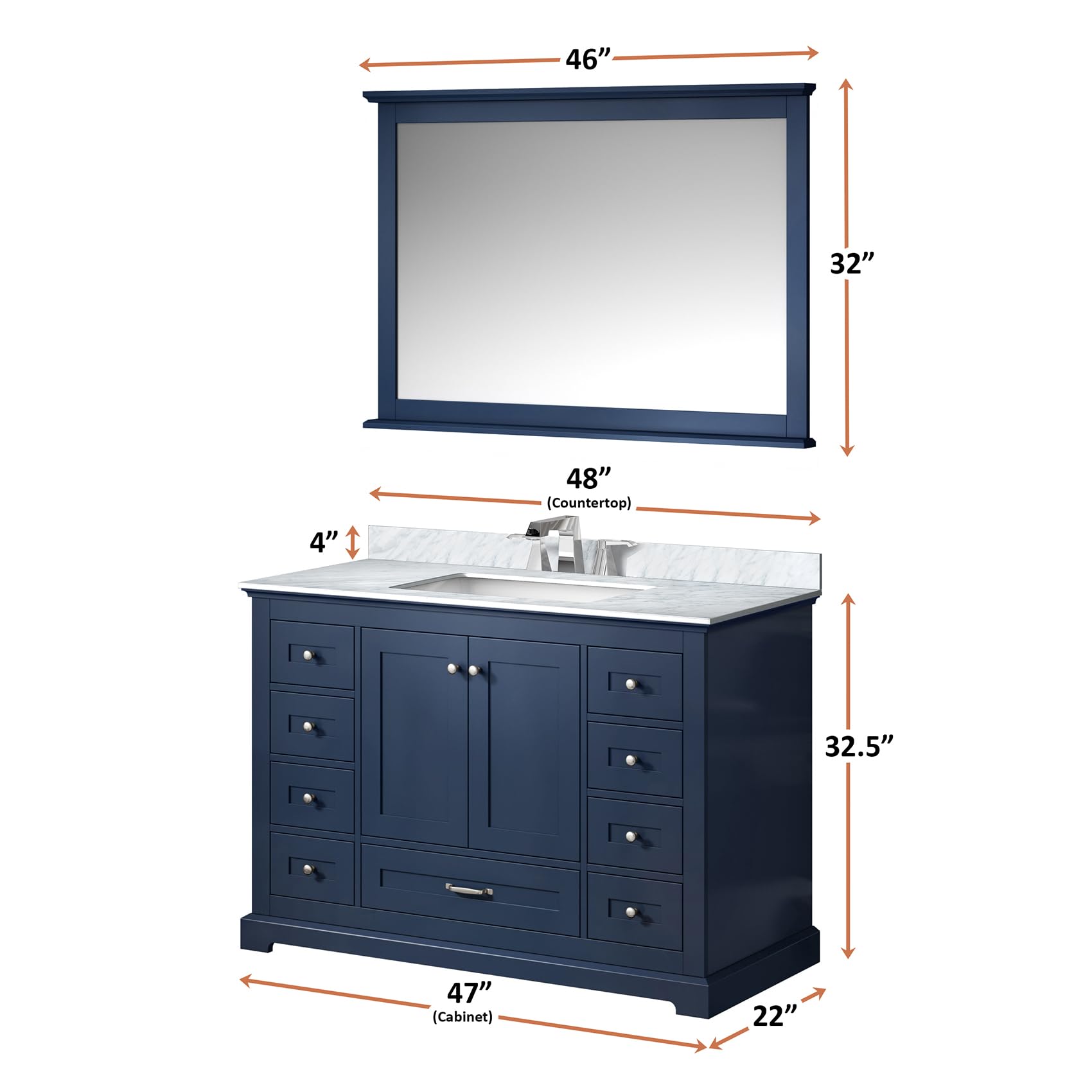 Amazon.com: Wekuku 48 Inches Navy Blue Single Bathroom Vanity with