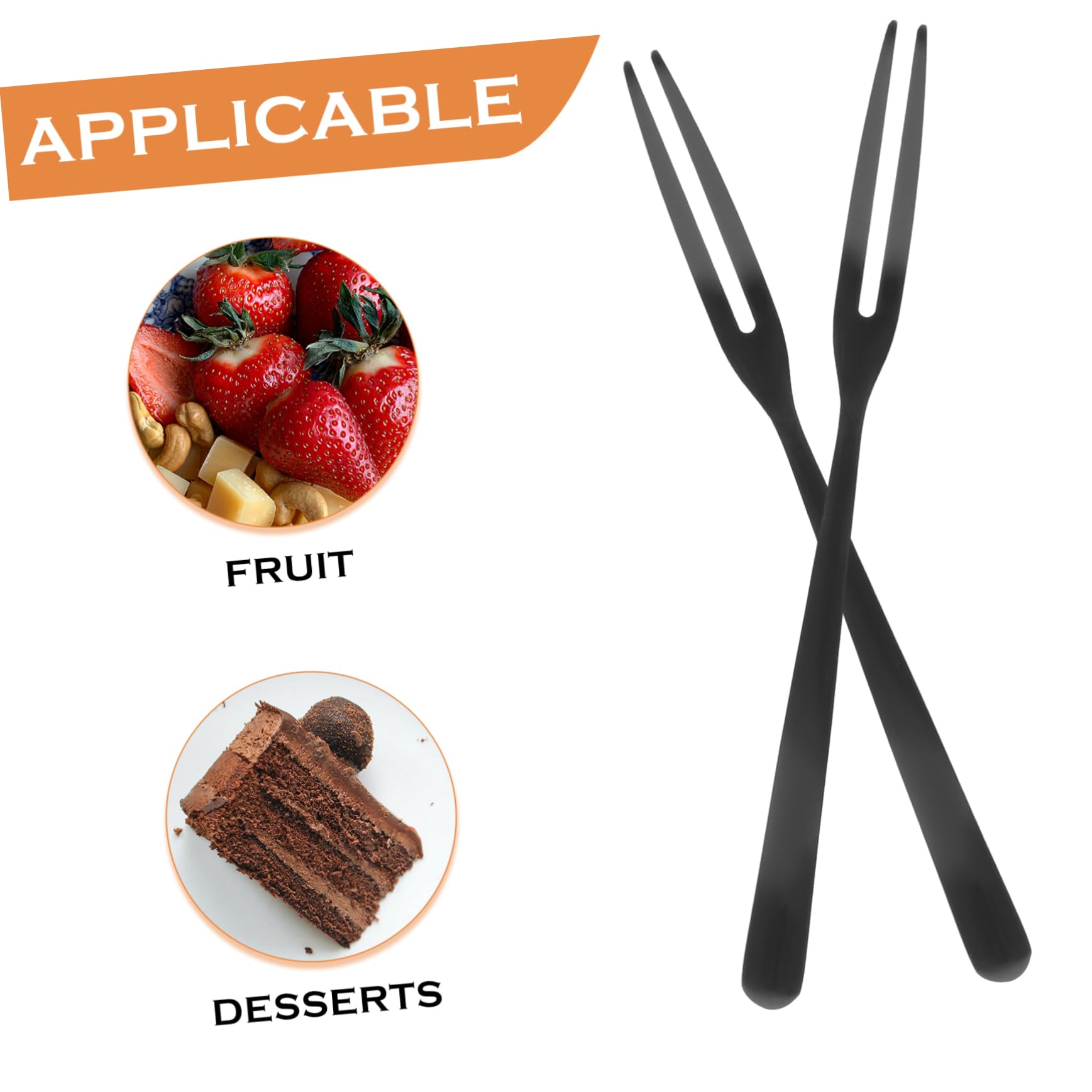 Mikinona 20piezas Frutas y Postres Acero Inoxidable Tenedores De Puntas Bar Negro