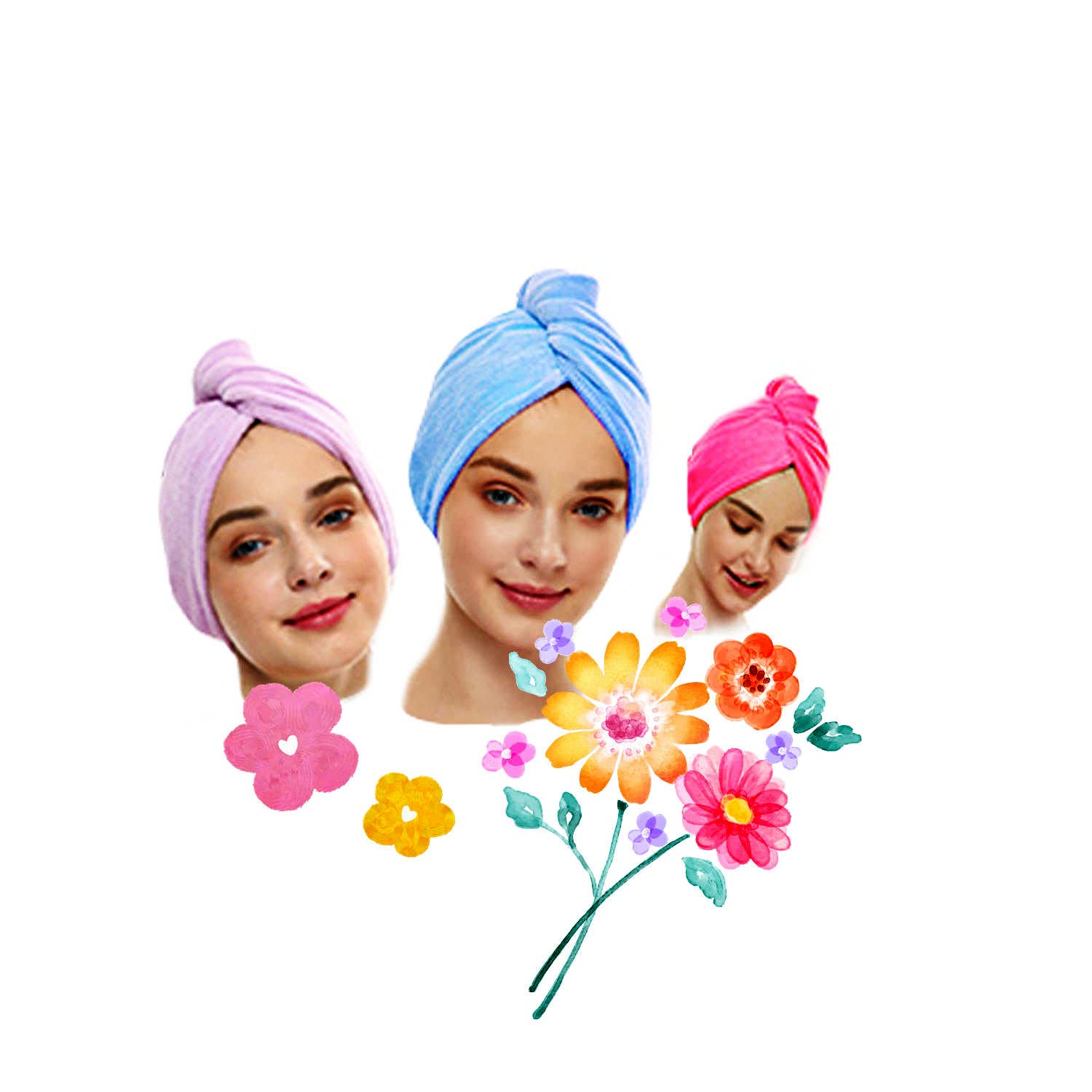 Cottish Microfiber Hair Towel Wrap, Super Absorbent Quick Dry Hair Turban for Drying (Red Rose)