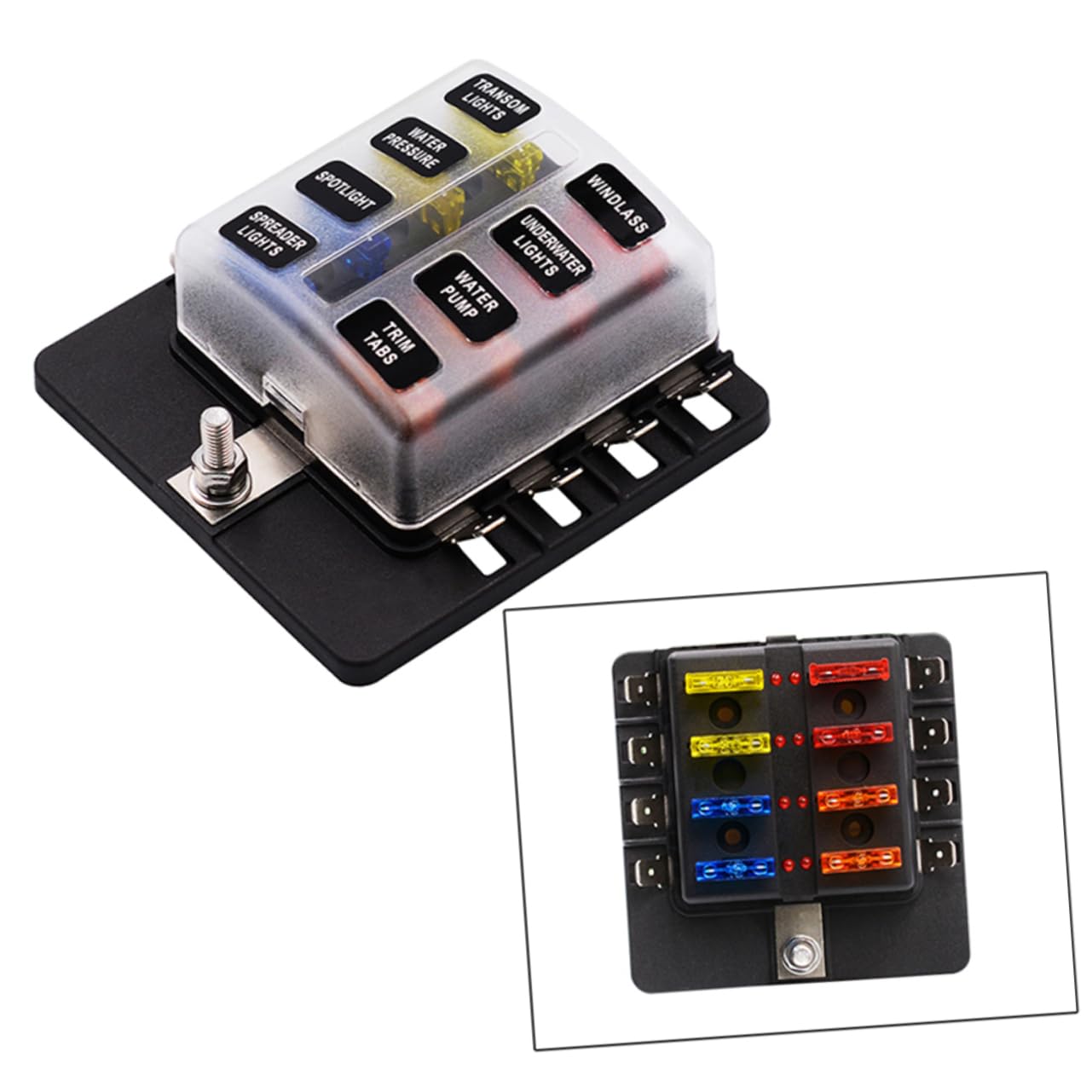 CALLARON 2 Stücke 1 8 Block Sicherung Modul Regler 12-30v 1 Eingang 8 Ausgang Auto Audio Anzeige Einfache Batterie Terminal Verteilung Block