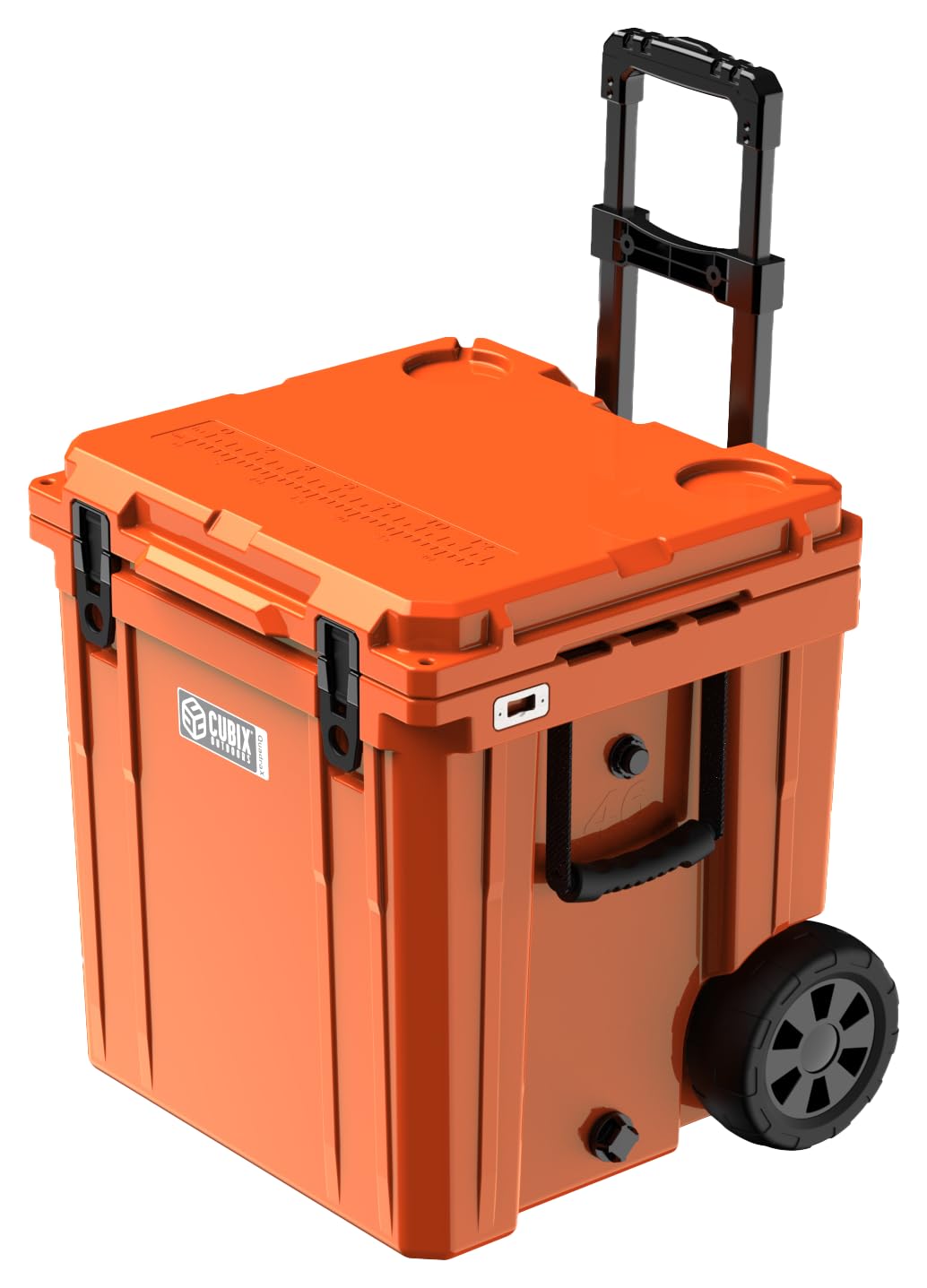 Cubix Outdoors QuadraX 46QT Wheeled Rotomolded Portable Hard Cooler for Camping, Fishing, Beach | Heavy Duty Insulated Ice Chest with Wheels and Handle | Cold Retention 5 Days