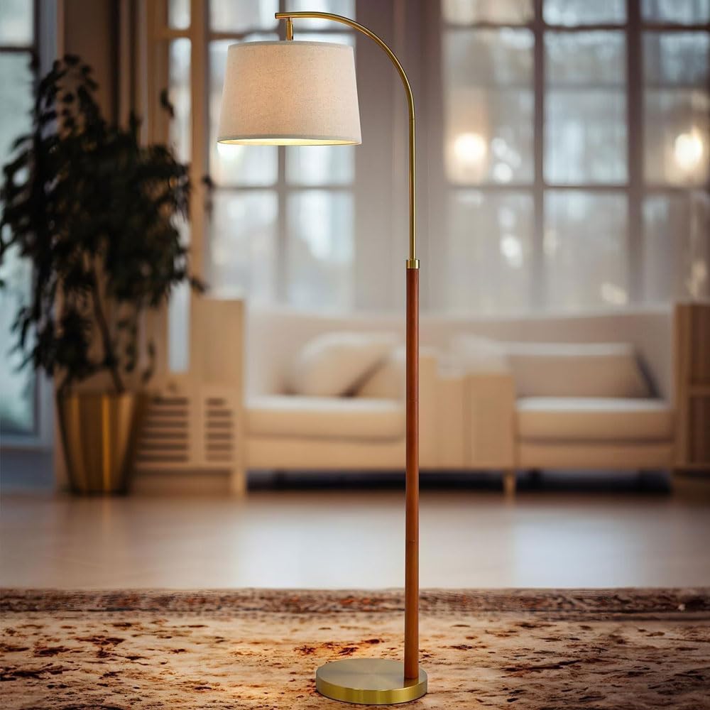 Lampa podłogowa z funkcją ściemniania, wysoka lampa stojąca z beżowym kloszem i ciężką podstawą, 3 temperatury barwowe, idealna do sypialni, biura, kącika do czytania, dekoracja przedszkola