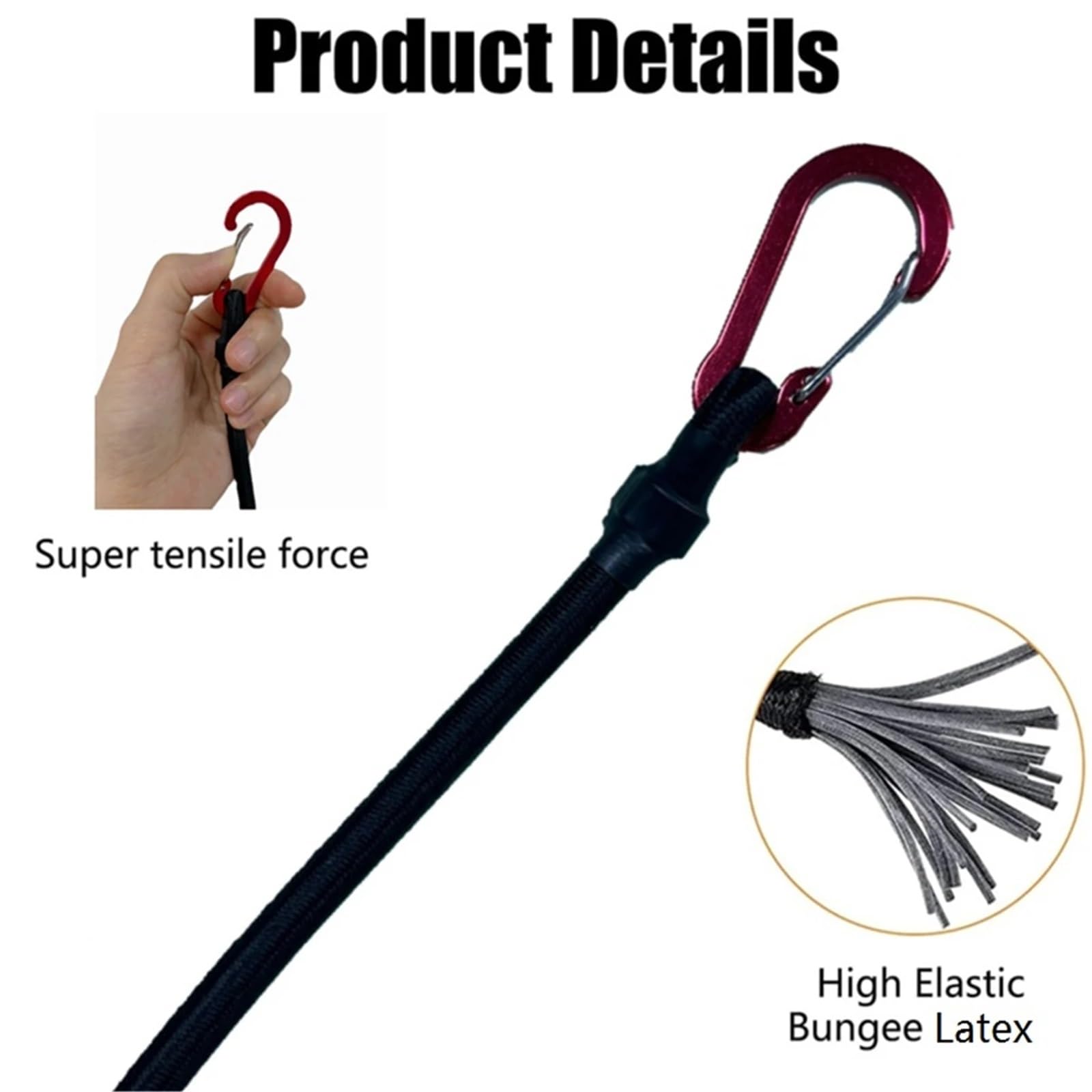 Corde Elastiche Con Ganci 1 pz Corda elastica con moschettone, for kayak, ciclismo, bagagli, corde, accessori da campeggio Per Teloni,Portapacchii(210cm)