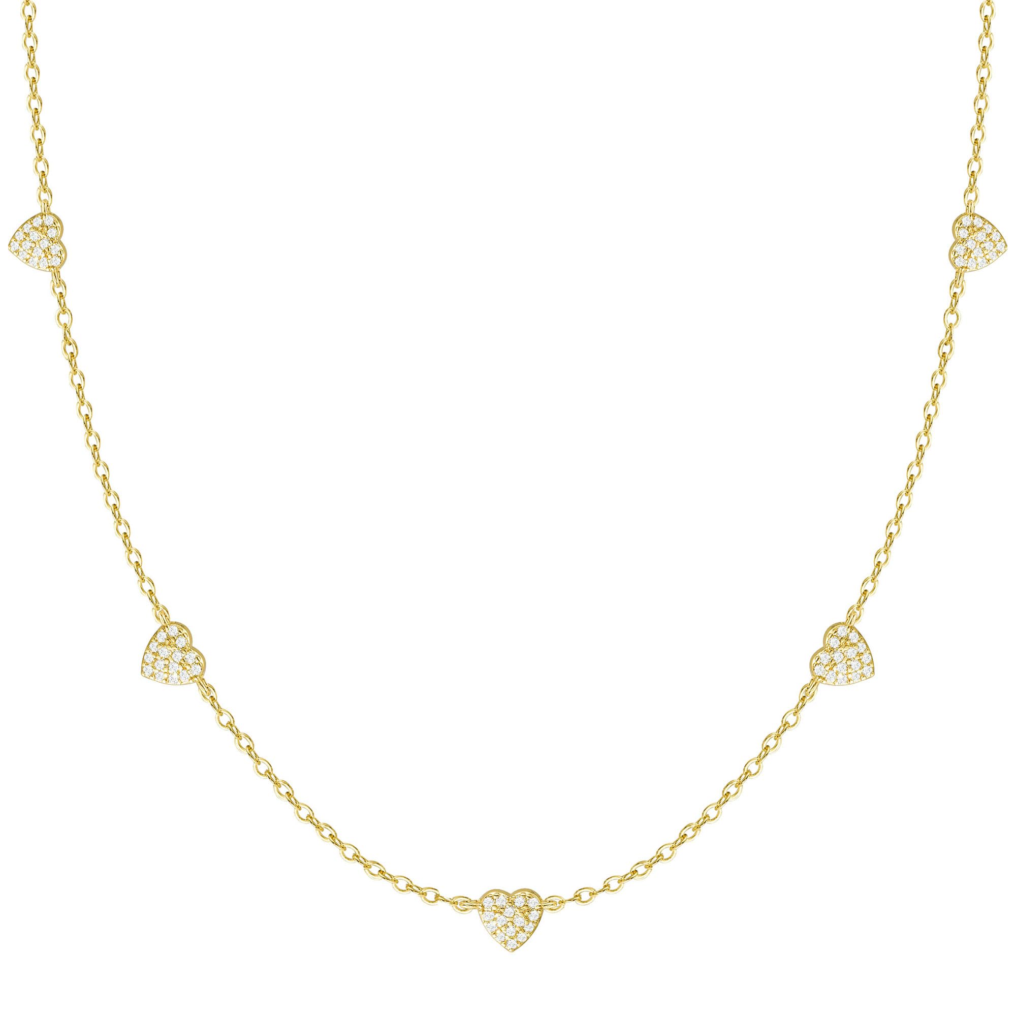 FUNEIA Dainty Silver Gold Necklaces for Women Trendy Non Tarnish 14K Gold Plated Cubic Zirconia Necklace Layered Cute Butterfly Heart Station Choker Necklace Stack for Wedding Prom Brides Jewelry