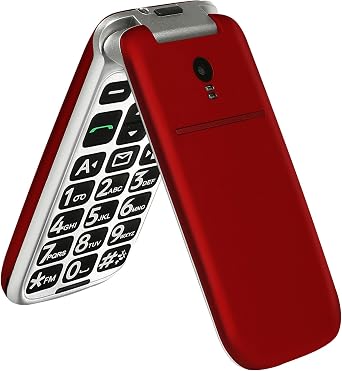 artfone G3 Red - VoLTE Flip Cell Phone for SeniorsUnlcoked Phones with SOS ButtonBig Button, Loud VolumeCameraTalking ClockSpeed Dial Hands-freeDumb PhoneCharging DockTalk and Text Only Phone