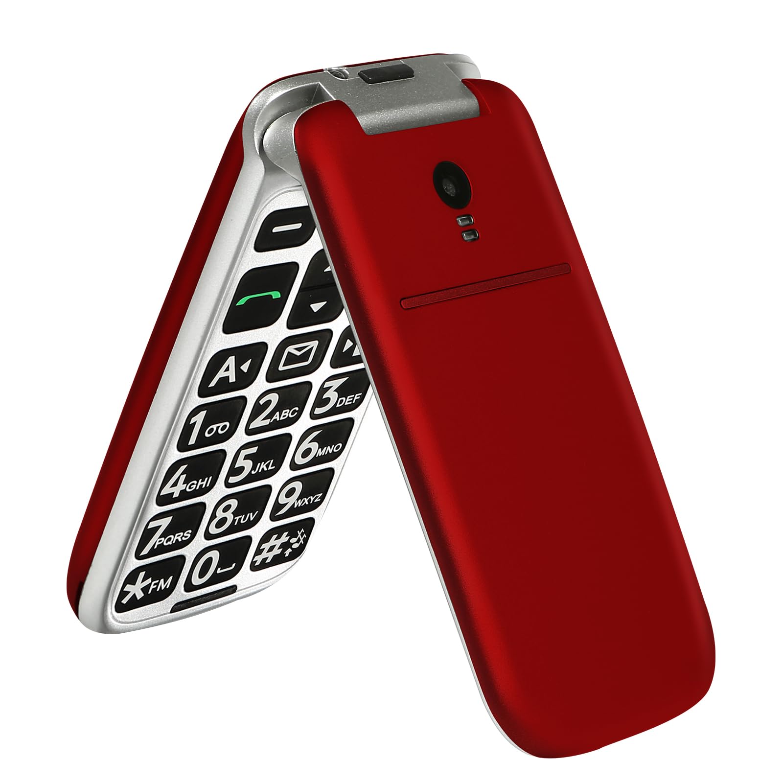 G3 Red - VoLTE Flip Cell Phone for Seniors丨Unlcoked Phones with SOS Button丨Big Button, Loud Volume丨Camera丨Talking Clock丨Speed Dial丨 Hands-free丨Dumb Phone丨Charging Dock丨Talk and Text Only Phone