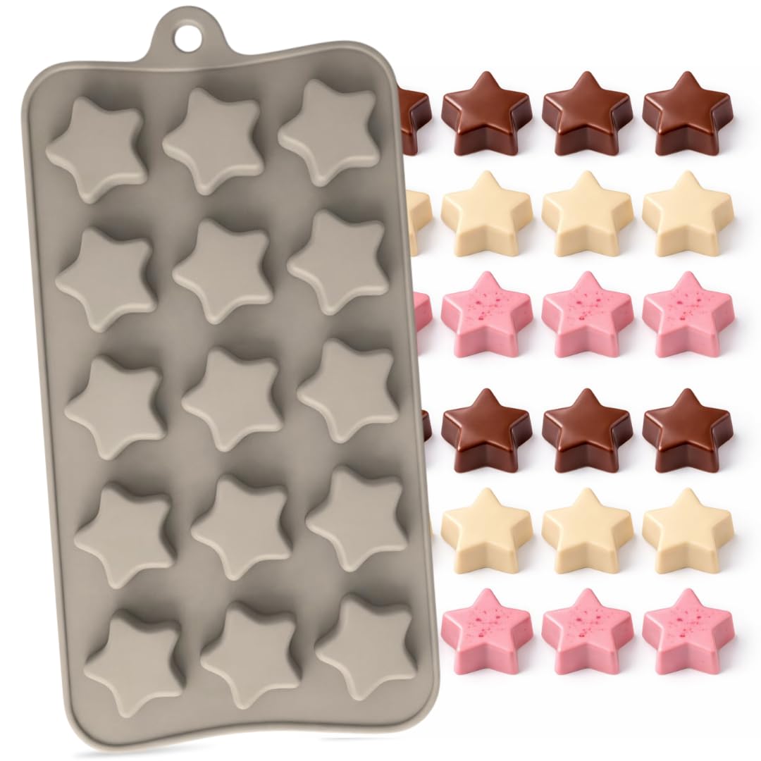 Stampo in Silicone per Cioccolatini a Stella 3D - Stampo da Forno e Frigo - Versatile per Dolci, Ghiaccio, Candele, Caramelle, Gelatina - Formine Antiaderenti (STELLA) - 1