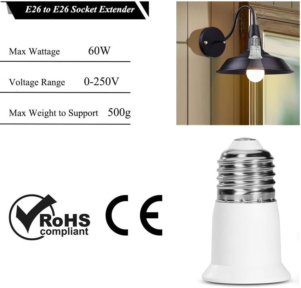 E26 Socket Extender - 12-Pack, 3CM/1.2 Inch Light Socket Extension