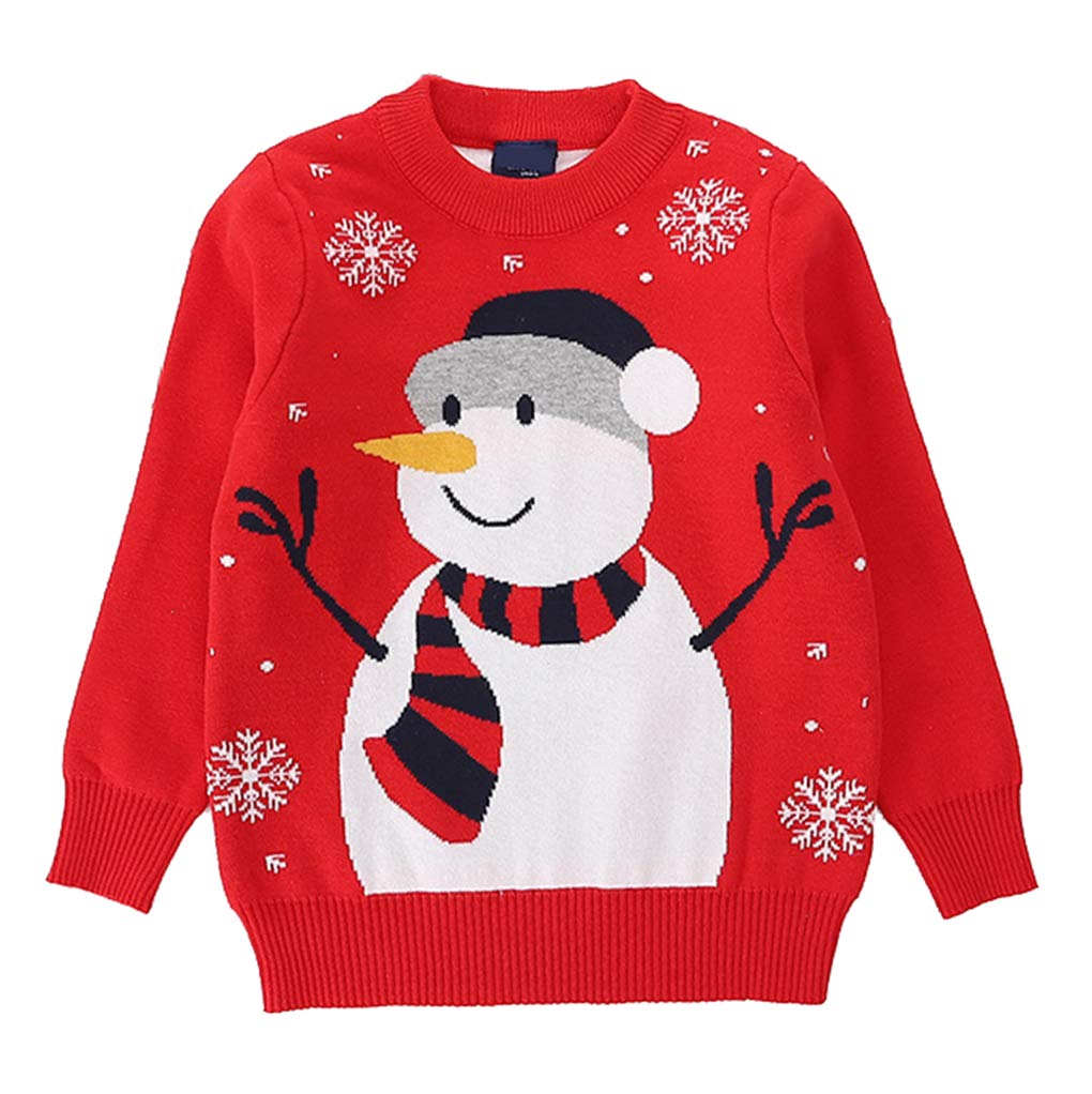 HILEELANG Toddler Boy Girl Christmas Sweater Pullover Reindeer Elk Snowman Sweatshirts Tops