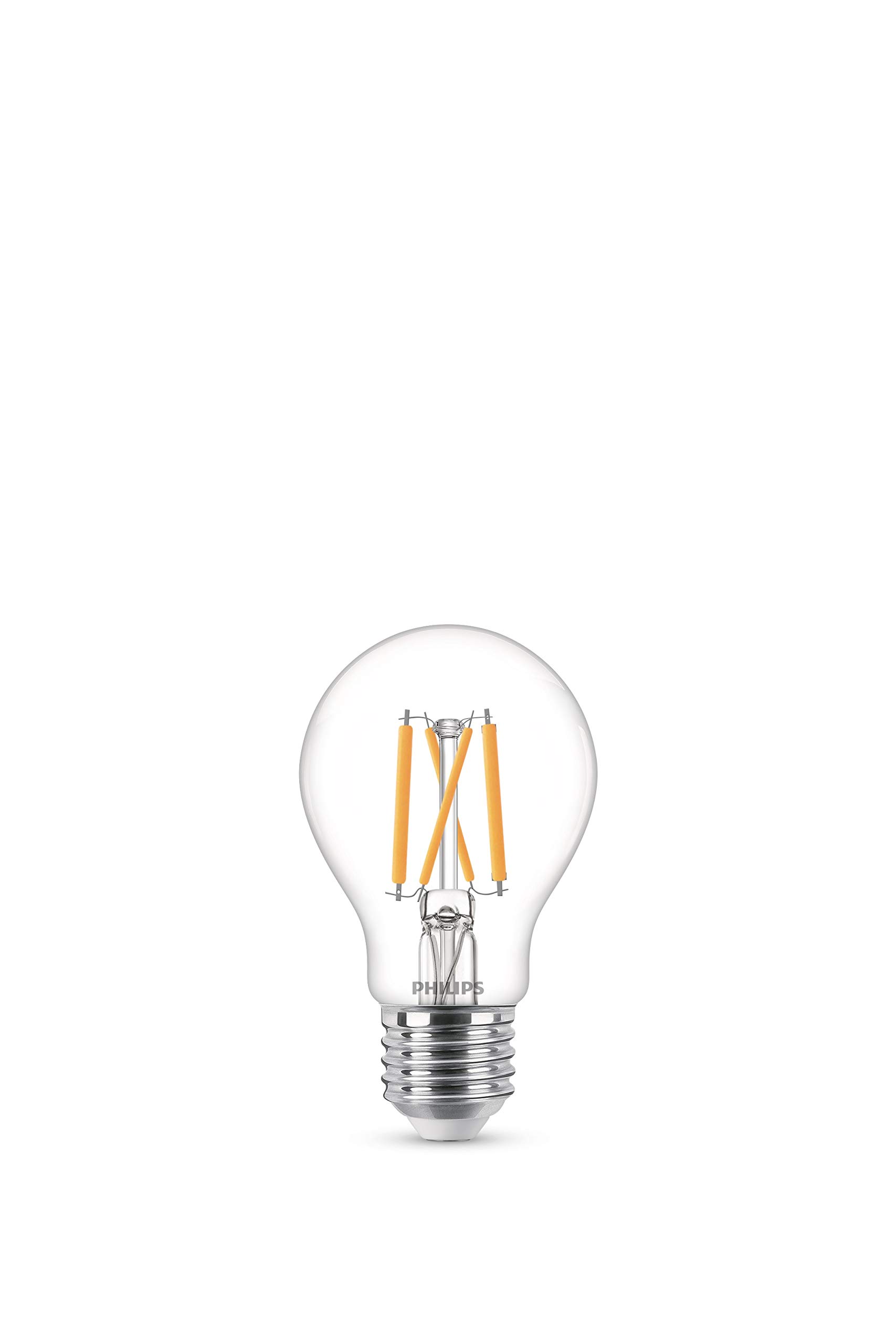 Philips White Led Classic A60 Clear Light Bulb [E27 Edison Screw] 5W - 40W Equivalent, Warm (2200K - 2700K).
