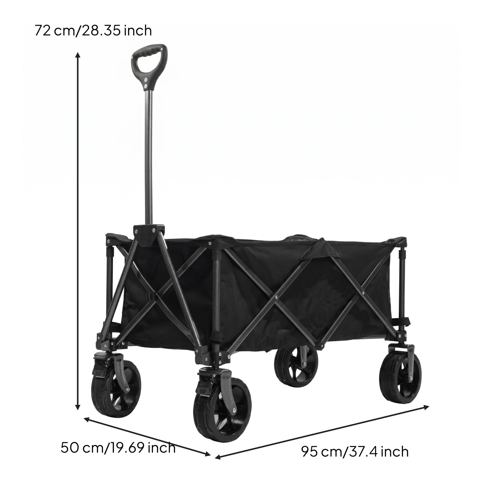 Qianly Carrello Pieghevole da Campeggio Capiente Carrello da Campeggio Pieghevole Robusto per Mercatini, Telaio Argento Con Borsa Nera