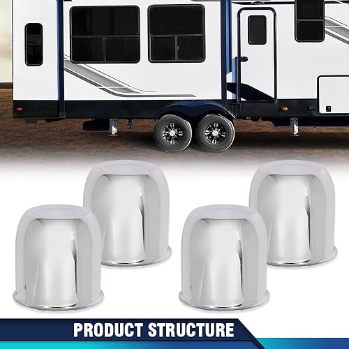 Miniatura 9 de PIT66 4 tapas centrales de rueda cromadas para llantas de remolque de 3 14 pulgadas, 3.25 pulgadas, orificio central, rayado ligero