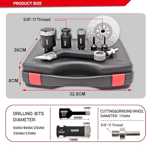 Miniatura 7 de DT-DIATOOL Brocas de núcleo de diamante, 4 unidsset de brocas de 660.236 in, broca de bisel de diamante de 0.787 in para porcelana, cerámica,