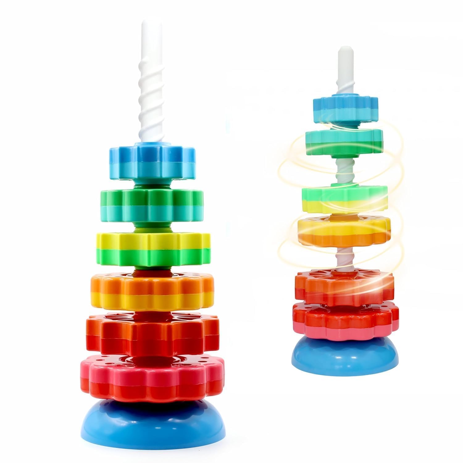 Spinning Stacking Tower Toy for Kids & Toddlers | Rainbow Spin Tower with Durable ABS Plastic | Non-Toxic, BPA-Free | Fun & Educational Learning Toy for Boys & Girls-image-1
