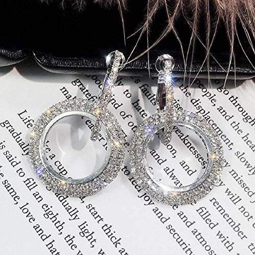 Maihao Fashion Rhinestone Double Circle Hoop Earrings For Women Geometric 8 Infinity Round Rings Drop Earrings Party Jewelry Charm (Silver) #TOP1