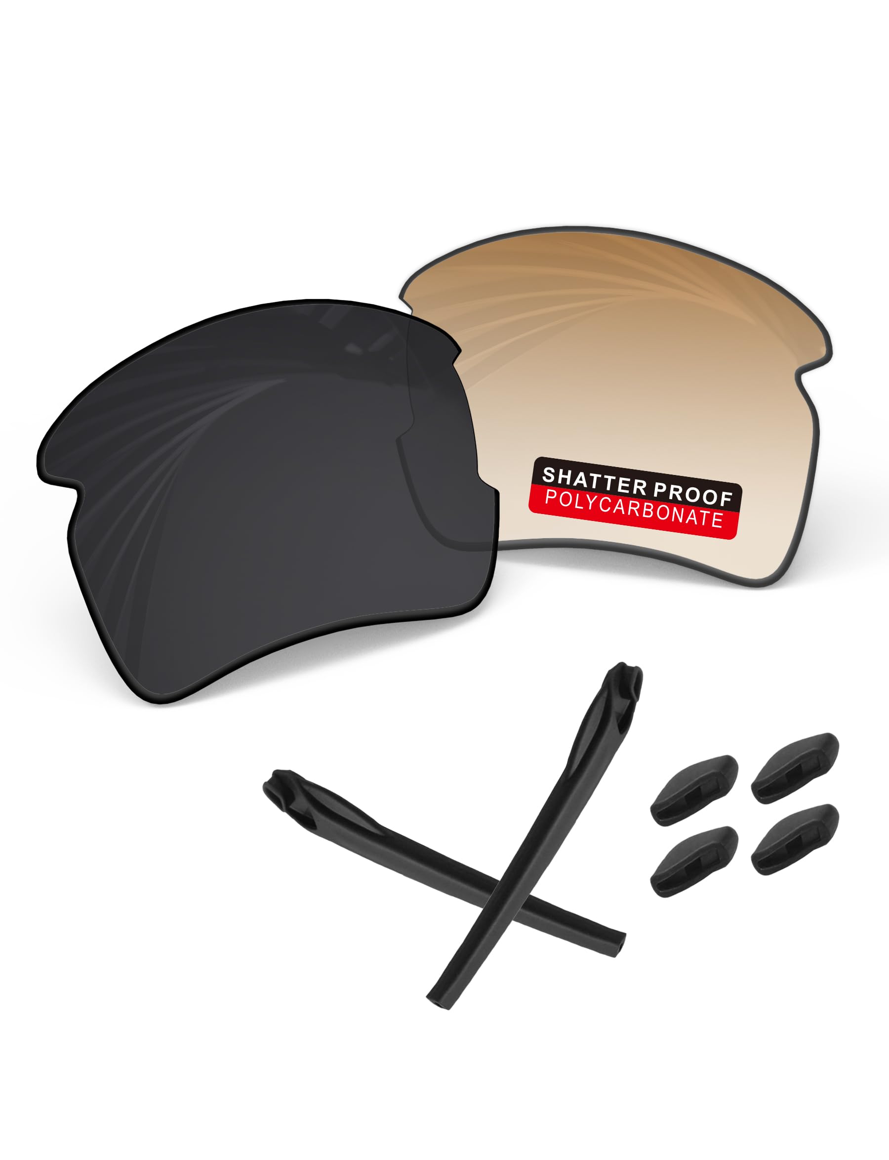 PRO+ Polycarbonate Replacement Lenses &amp; Rubber Kits for Oakley Flak 2.0 Series Sunglass