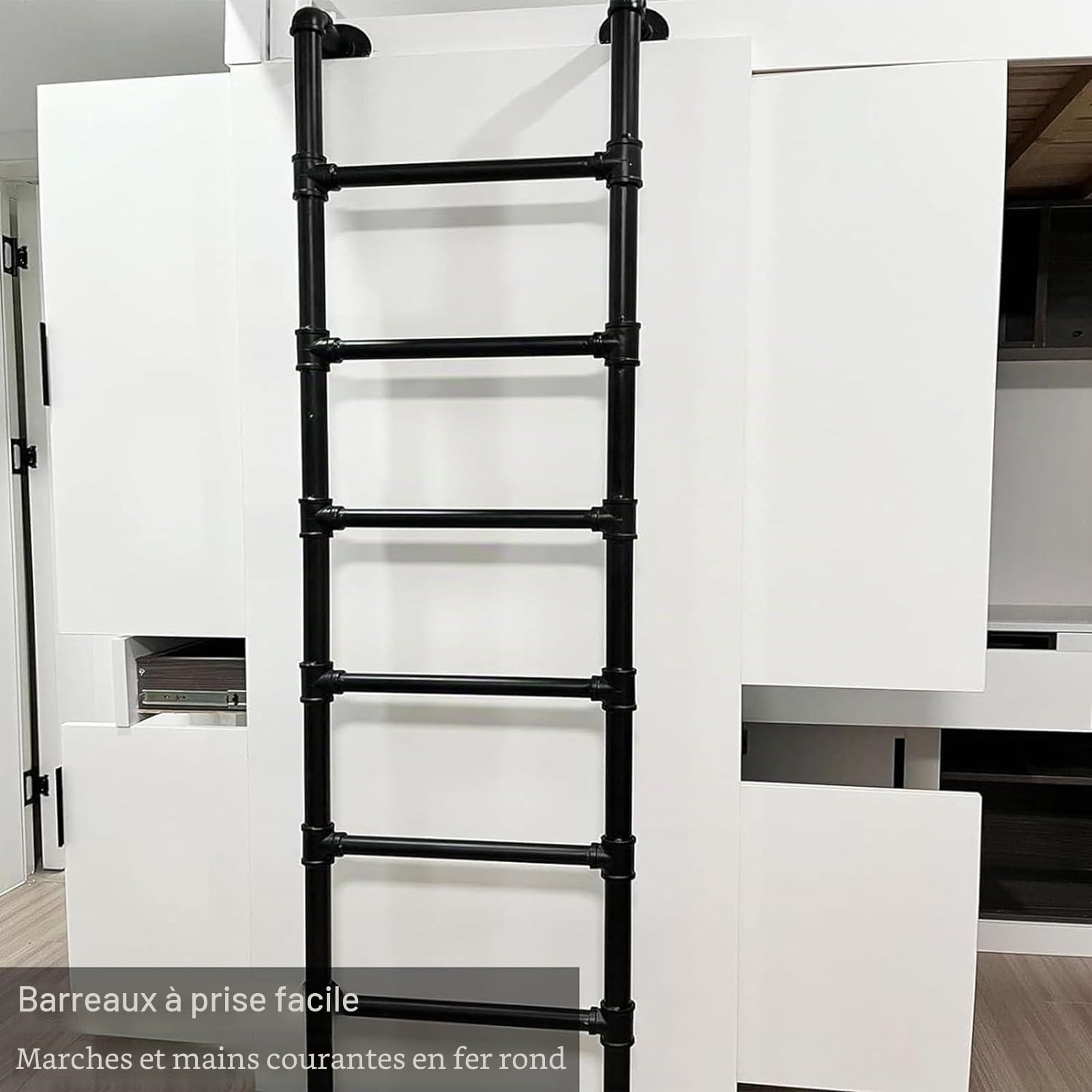 Échelle de Sortie d'urgence pour puits de fenêtre, échelle de lit mezzanine en métal fixée au Mur, échelle de lit superposé en Fer Industriel, échelles d'escalade intérieures et extérieures