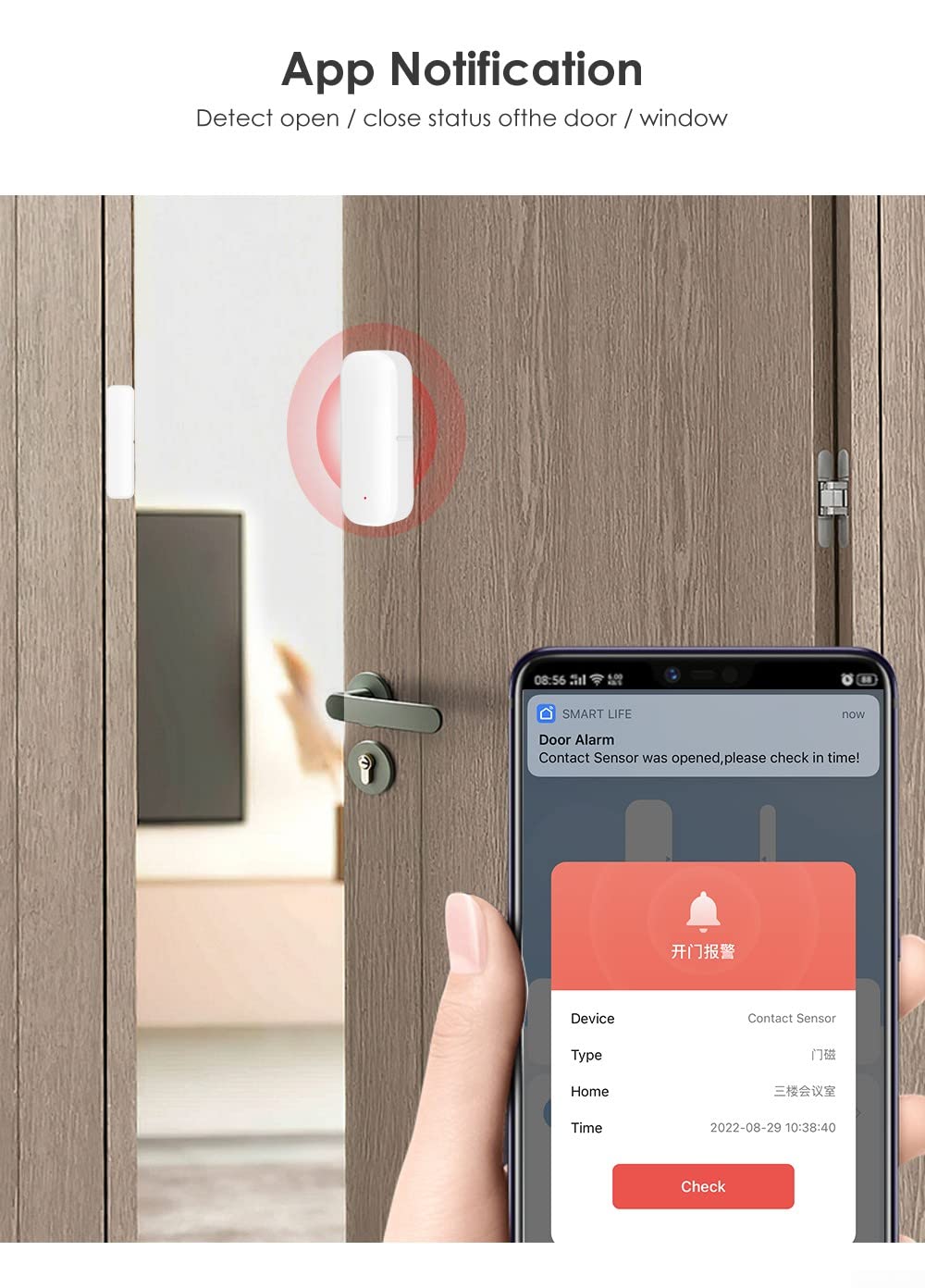RANRAO für Tuya Smart WiFi Tür-Wi-Fi-Fenstersensor, Smart Wi-Fi-Fensterdetektor, WiFi-Smart-Tür-Magnet mit Sprachunterstützung
