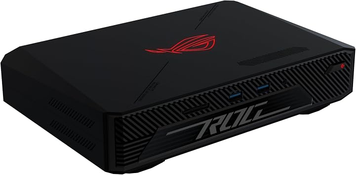 ROG NUC 970 Full System Mini PC with Intel 14th Gen Core Ultra 9 185H, NVIDIA GeForce RTX 4070 Discrete Graphics, 32GB DDR5 RAM, 1TB PCIe G4x4 NVMe SSD, Win 11, ARGB Lighting, Vertical Stand Included