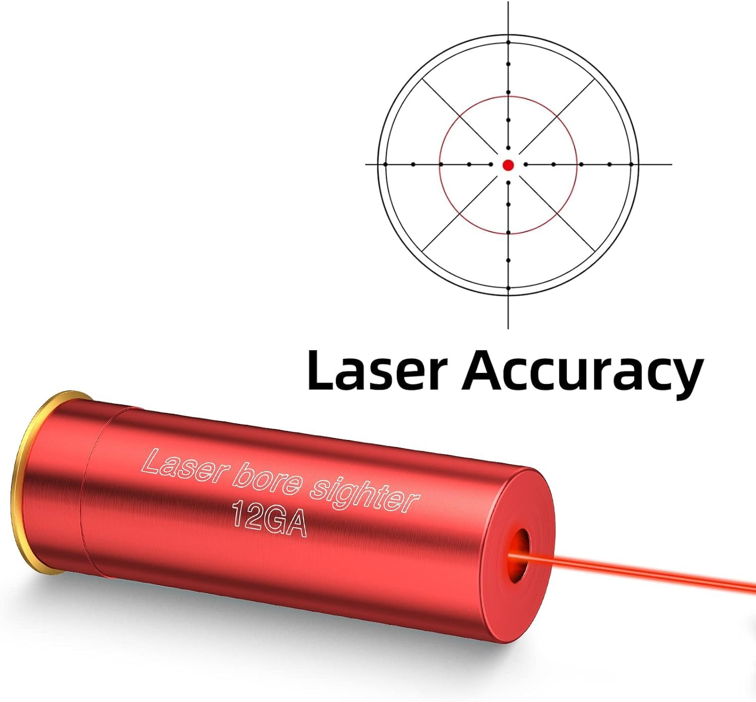 KinZon 12GA Bore Sight Rosso, Red Zeroing Bore Sight, Red Dot con 2 set di batterie, per airsoft, caccia