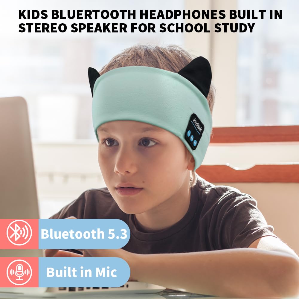 Joythink Cuffie Bluetooth per Bambini, Maschera per Dormire con Auricolari Wireless, Fascia Morbida con Altoparlanti Sottili, Cuffie per Viaggio, Aereo, Sonno, Tablet, Bambini e Bambine Acqua