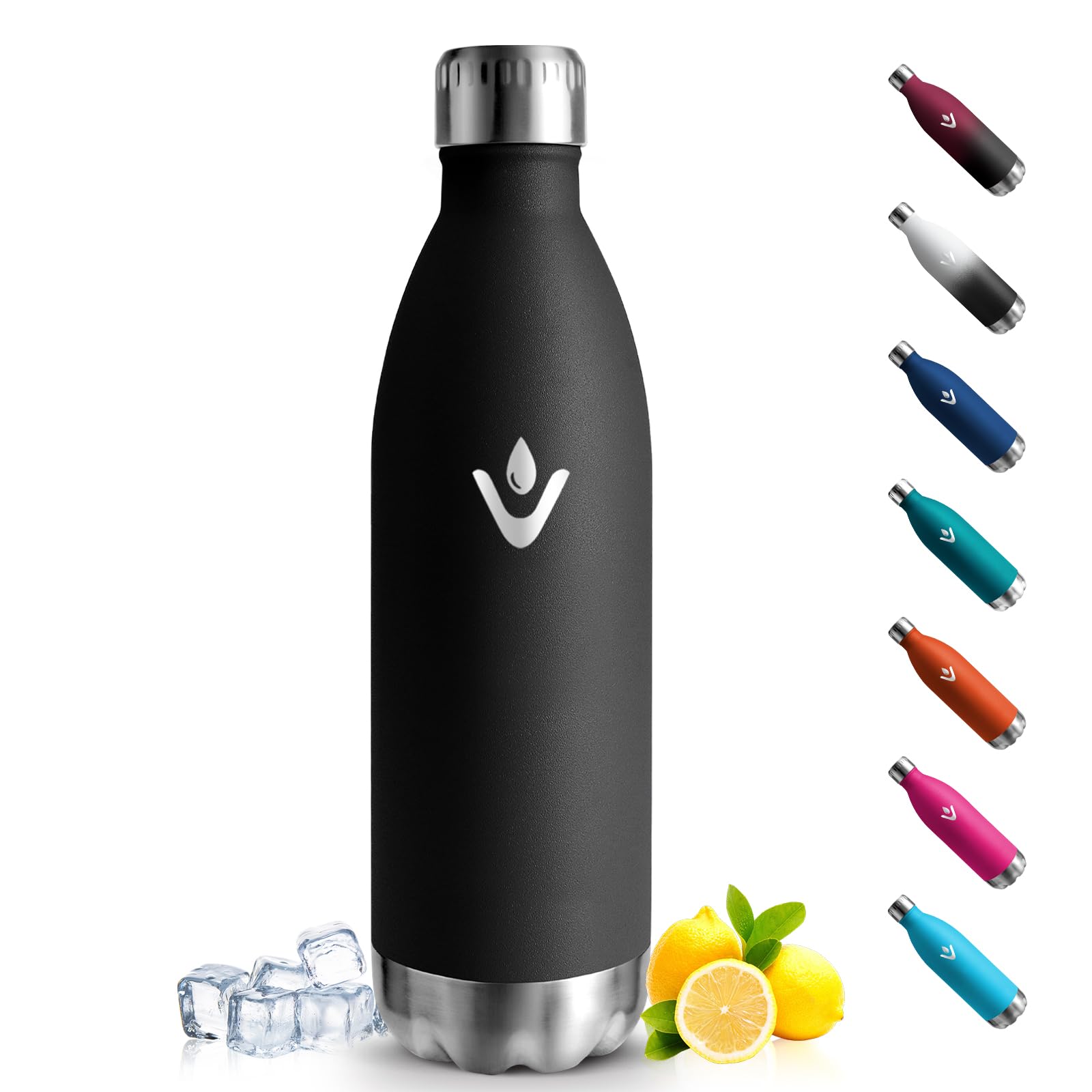 Mulbijeo Stainless Steel Water Bottle, 1000 ml, Thermos Flask, BPA-Free, Sports Water Bottle, Leak-Proof Water Bottle, Suitable for Carbonated Drinks, Thermos Flask for Fitness, Gym, Bicycle
