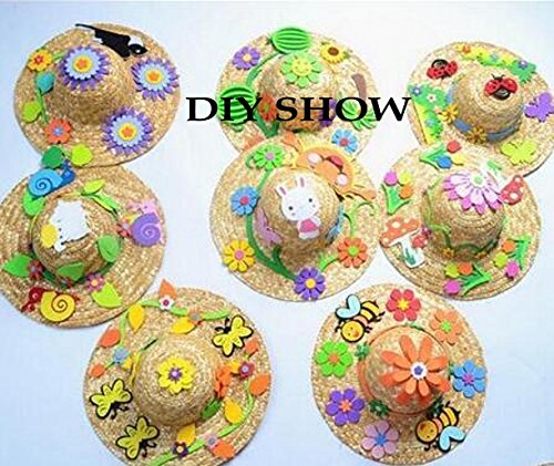 Welliestr 20-Pack Hand Knitting Straw Hat Mini Doll Hat Ornament Small Strawhat Diy Jewelry Accessories Craft Decoration (Inside Dia.3Cm) #TOP4