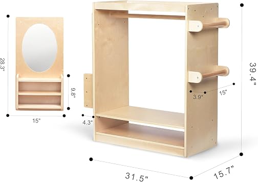 Kids Dress Up Center, Pretend Play Closet, Clothes Rack w/Mirror