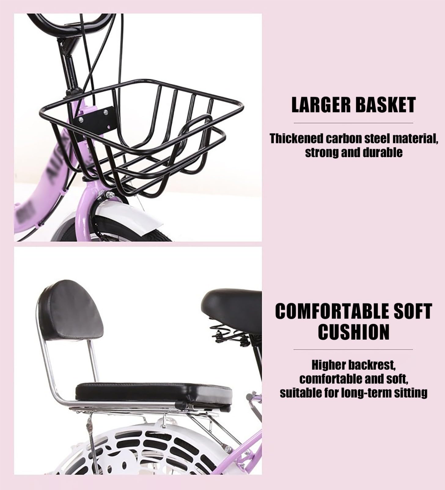 Vélo Pliant 20"/22"/24"/26" - 21 Vitesses, Cadre en Acier Carbone, Vélo Pliable pour Les Trajets en Ville, Vélo Pliable avec Coussin