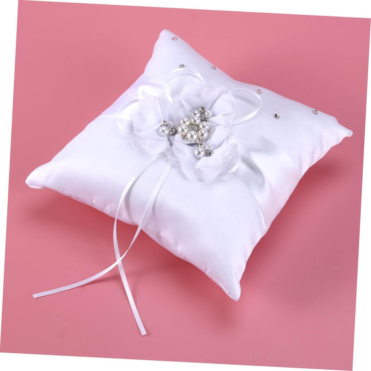 4pcs Wedding Pillow and Flower Girl Basket White Floral Pillow Notebook and Pen Holder for Bride Elegant Wedding Supplies for Ceremony and Decoration