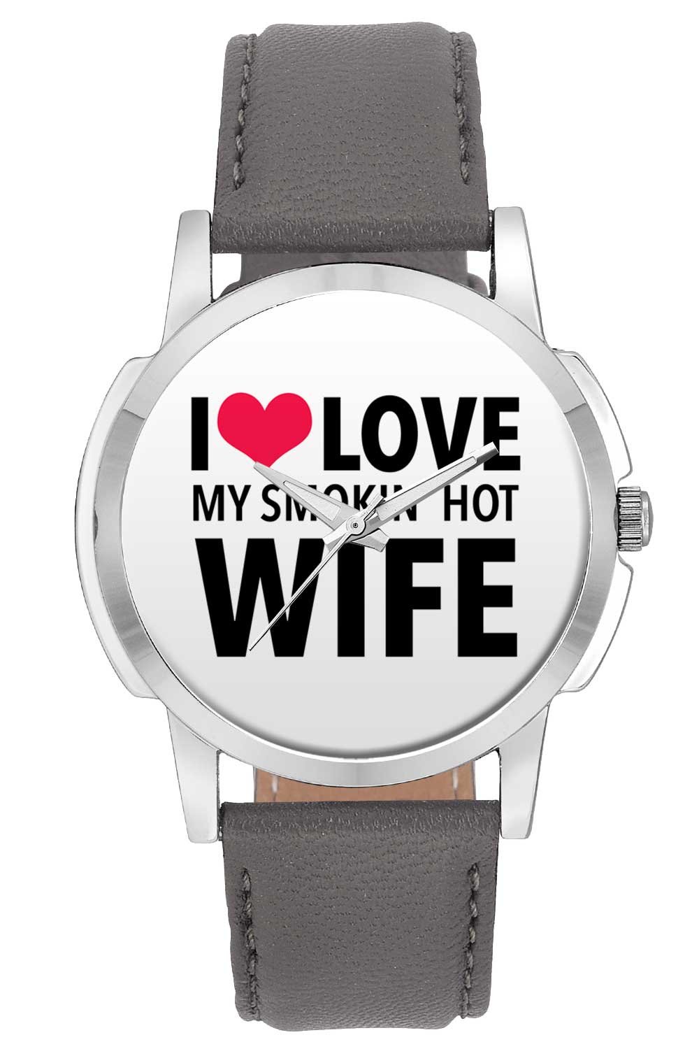 BIGOWL Wrist Watch for Men - I Love My Smoking Hot Wife | Typography Illustration - Analog Mens and Boys Unique Quartz Leather Band Round Designer dial Watch (B074CMRS6M) Amazon Price History, Amazon Price Tracker