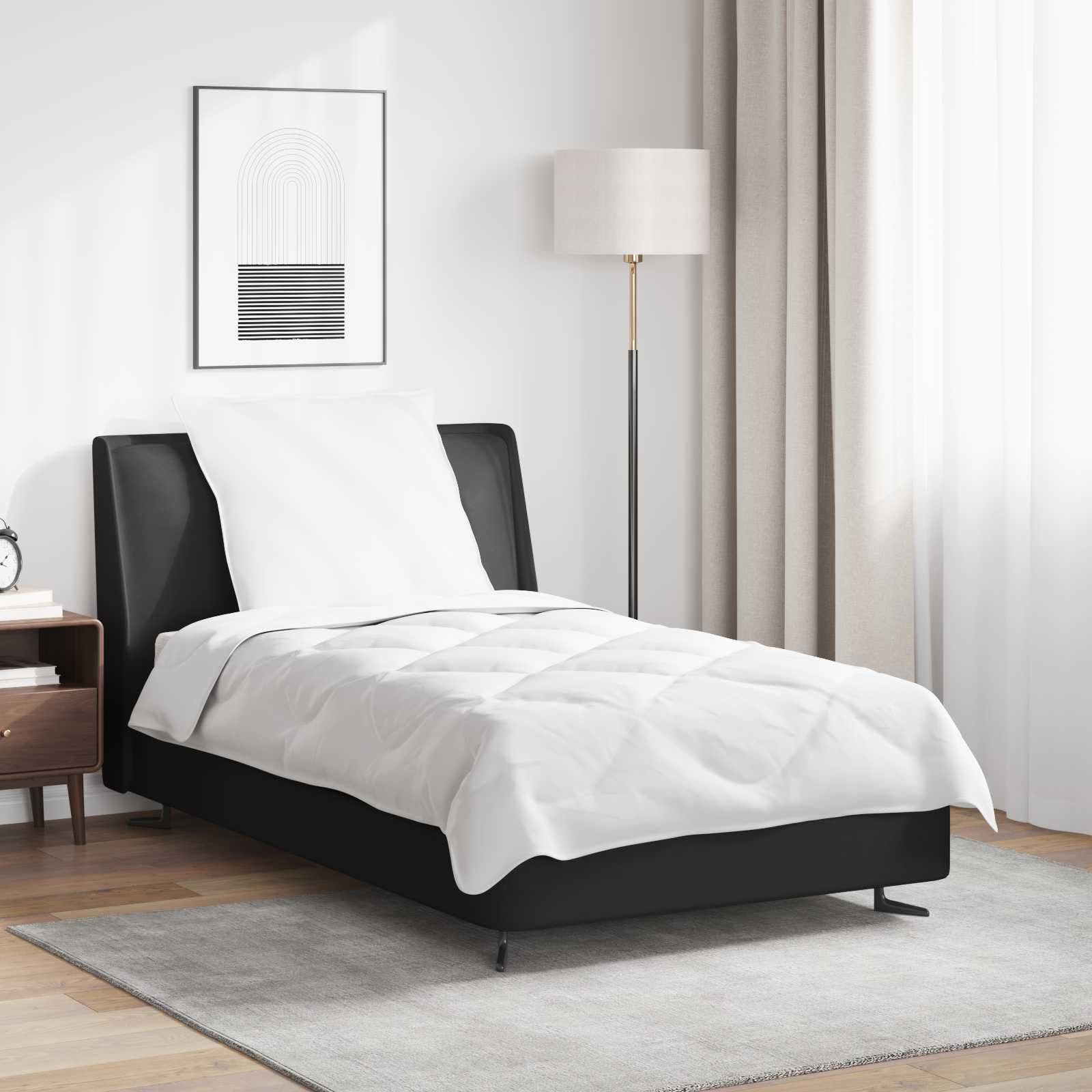 Bettdecke mit Kissen Weiß Mikrofaser 200 x 135 cm Set mit atmungsaktiver, pflegeleichter Bettwäsche und weicher Decke für Schlafzimmer, Gästezimmer, Winterkomfort und kuschelige Wärme