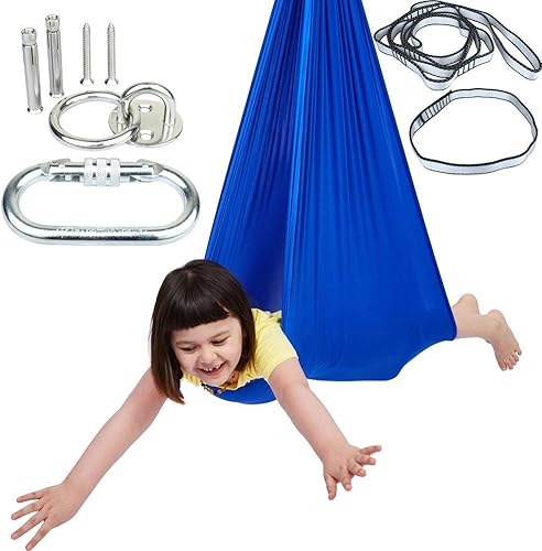 Columpio sensorial para niños con gancho de techo, tela de doble capa resistente a la caída para interiores y exteriores, columpio de terapia para