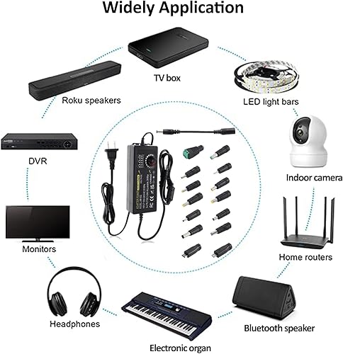 Miniatura 6 de Fuente de alimentación de CC ajustable, adaptador de fuente de alimentación universal Auplf 3V  12V 12A 144W Adaptador de CACC Variable Fuente de
