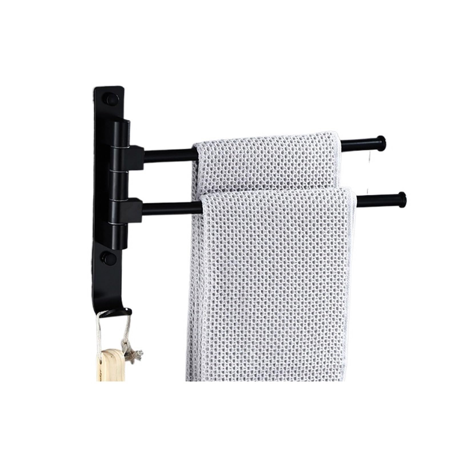 No Punching Bathroom Movable Towel Bar Hair Rotating Rack Toilet Wall Hanging Storage for Bathroom(E)