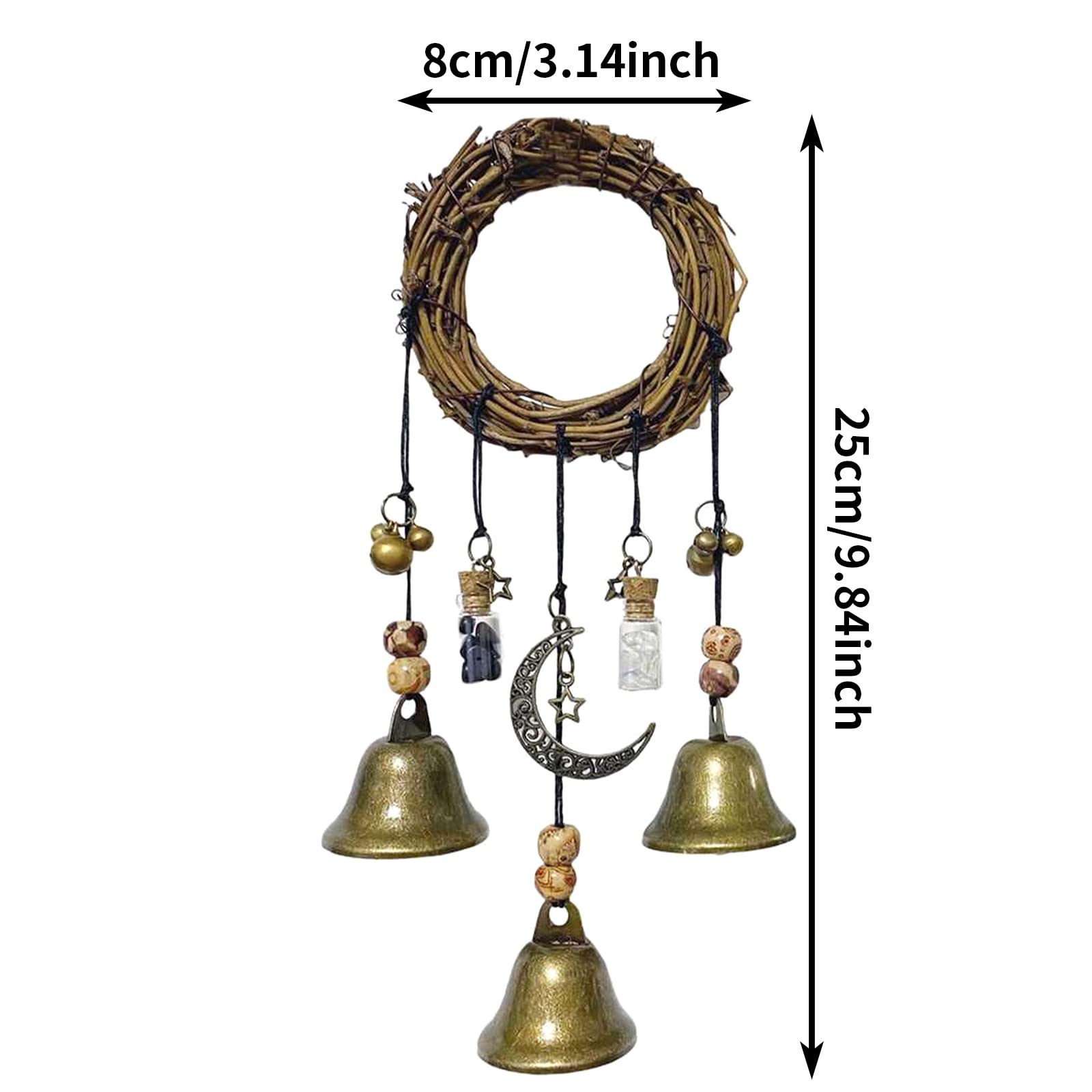 Witch Bells Magical Wind Chimes, Hanger Witchcraft Decor, Crystal Quartz Hanging Pendant Decor