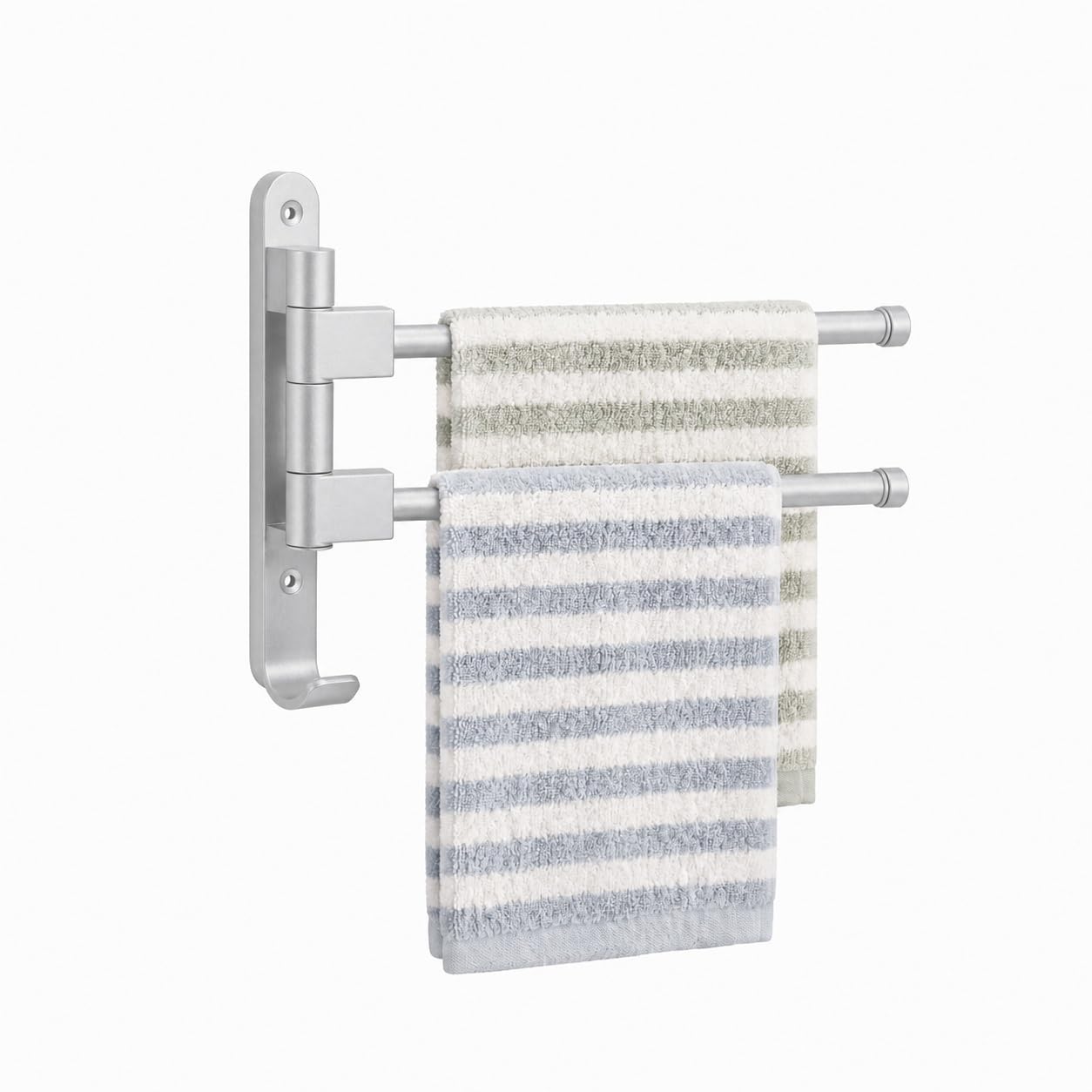 180° Rotatable Wall Mount Towel Bar Rack, Bathroom Towel Holder (2)
