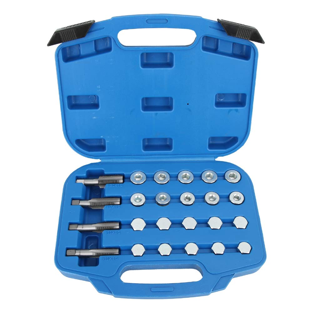 64 Pezzi Kit di Riparazione della Filettatura della Coppa dell'Olio, Coppa dell'olio in Alluminio Riparazione Filettatura della Coppa dell'olio Tappo di Scarico Kit di Strumenti Accessorio di Manutenz