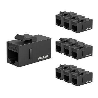 iwillink RJ45 Cat6 Keystone Coupler 10-Pack ، أنثى إلى أنثى Cat6 Keystone Jack ، UTP Keystone Coupler Insert ، Black