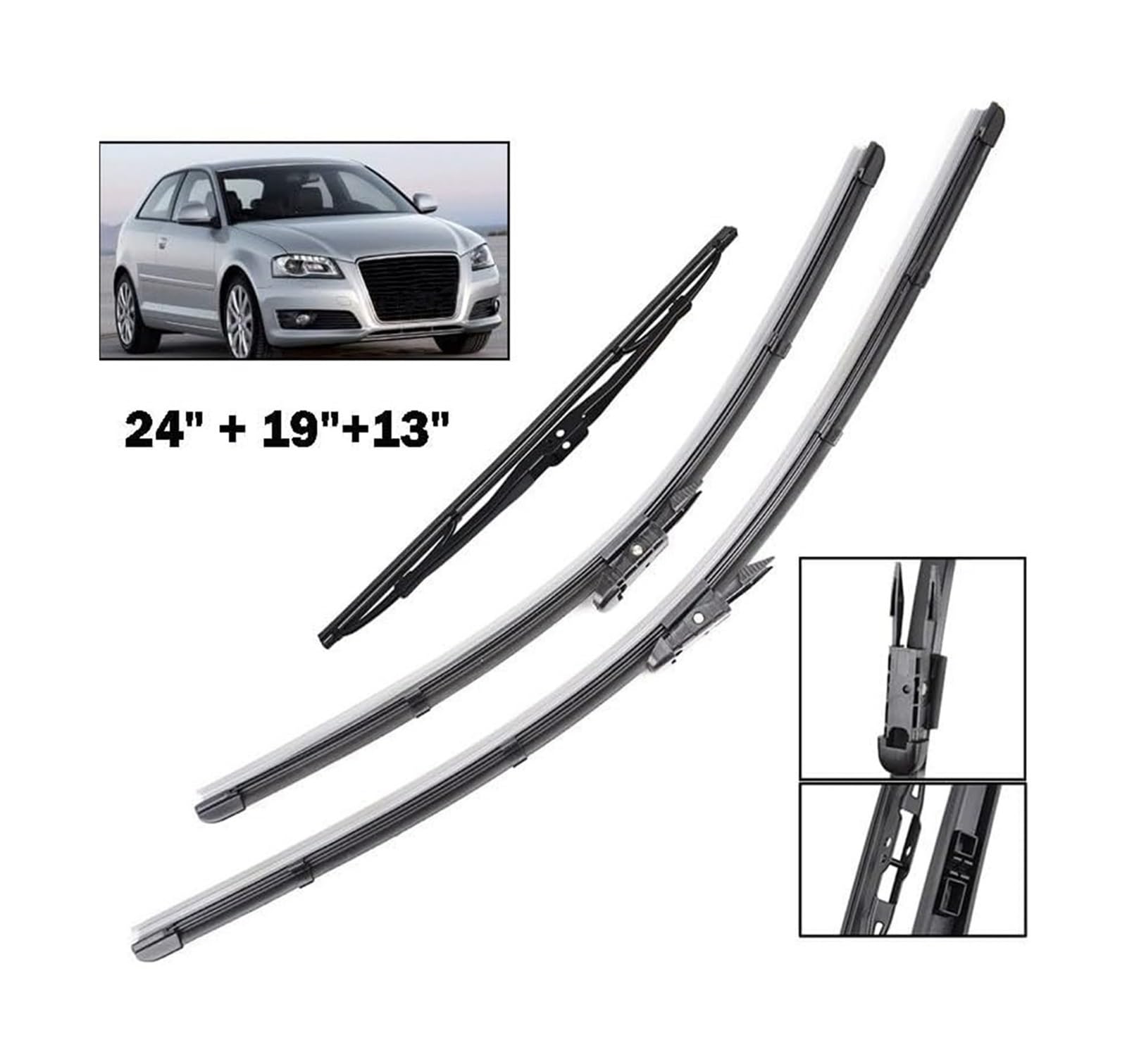 parabrezza tergicristalli Per A-udi A3 8P S3 RS3 2005 2006-2012 Spazzole Tergicristallo Auto Anteriore Lunotto Posteriore Tergicristallo Parabrezza Spazzole Tergicristallo
