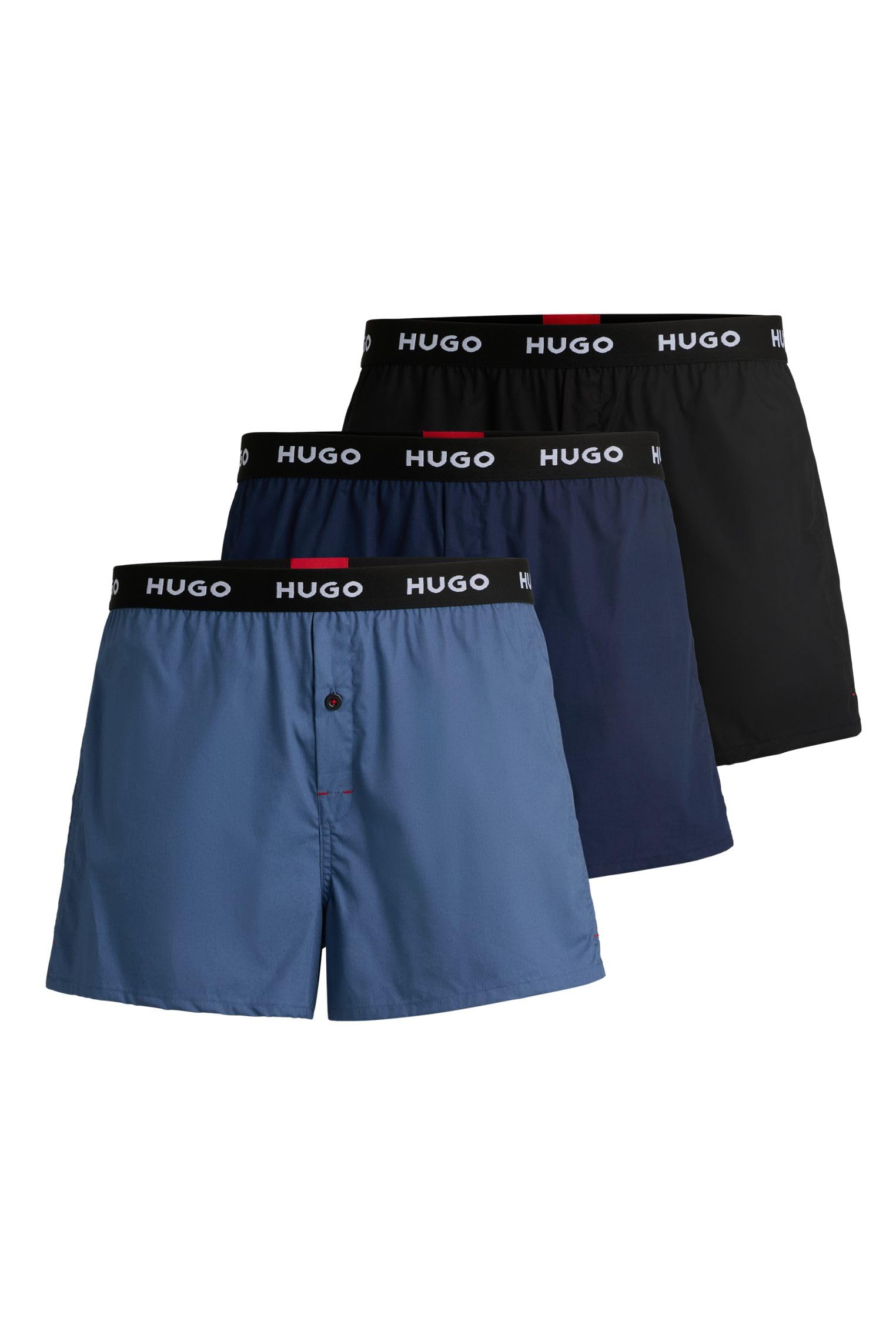 Hugo Men's Open Miscellaneous961 Woven Boxer Triplet Three-Pack Of Cotton Boxer Shorts With Logo Waistbands