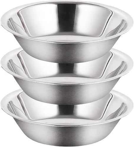 Tazón de mezcla de acero inoxidable resistente con acabado de espejo, 3 cuartos de galón (juego de 3)